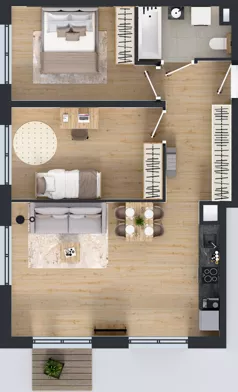 3 pokoje, mieszkanie 63,90 m², piętro 1, oferta nr L 1_M08, Clou Lindego, Kraków, Bronowice, ul. Samuela Bogumiła Lindego 5
