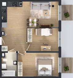 3 pokoje, mieszkanie 56,47 m², piętro 1, oferta nr L 1_M13, Clou Lindego, Kraków, Bronowice, ul. Samuela Bogumiła Lindego 5