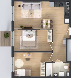 3 pokoje, mieszkanie 57,11 m², piętro 2, oferta nr L 2_M07, Clou Lindego, Kraków, Bronowice, ul. Samuela Bogumiła Lindego 5