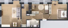 3 pokoje, mieszkanie 69,80 m², piętro 3, oferta nr L 3_M01, Clou Lindego, Kraków, Bronowice, ul. Samuela Bogumiła Lindego 5