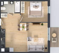 2 pokoje, mieszkanie 47,05 m², piętro 1, oferta nr M2008, Osiedle Ozon - Etap VIII, Kraków, Prądnik Biały, Górka Narodowa, ul. Stefana Banacha/ul. Fryderyka Schillinga