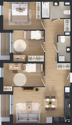 4 pokoje, mieszkanie 71,35 m², piętro 2, oferta nr M2020, Osiedle Ozon - Etap VIII, Kraków, Prądnik Biały, Górka Narodowa, ul. Stefana Banacha/ul. Fryderyka Schillinga