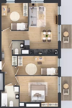 4 pokoje, mieszkanie 75,93 m², piętro 5, oferta nr M2047, Osiedle Ozon - Etap VIII, Kraków, Prądnik Biały, Górka Narodowa, ul. Stefana Banacha/ul. Fryderyka Schillinga