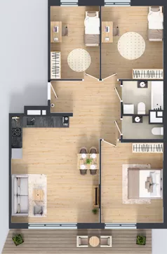 4 pokoje, mieszkanie 89,27 m², piętro 1, oferta nr M4003, Osiedle Ozon - Etap VIII, Kraków, Prądnik Biały, Górka Narodowa, ul. Stefana Banacha/ul. Fryderyka Schillinga