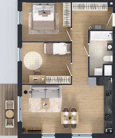 3 pokoje, mieszkanie 62,15 m², piętro 1, oferta nr M4028, Osiedle Ozon - Etap VIII, Kraków, Prądnik Biały, Górka Narodowa, ul. Stefana Banacha/ul. Fryderyka Schillinga