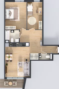 3 pokoje, mieszkanie 70,79 m², piętro 2, oferta nr M4031, Osiedle Ozon - Etap VIII, Kraków, Prądnik Biały, Górka Narodowa, ul. Stefana Banacha/ul. Fryderyka Schillinga