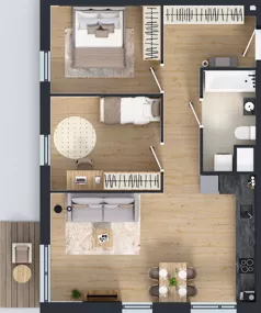 3 pokoje, mieszkanie 62,09 m², piętro 2, oferta nr M4037, Osiedle Ozon - Etap VIII, Kraków, Prądnik Biały, Górka Narodowa, ul. Stefana Banacha/ul. Fryderyka Schillinga