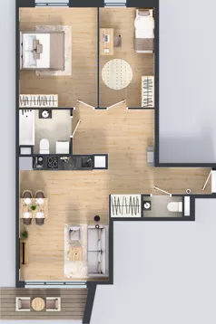 3 pokoje, mieszkanie 70,77 m², piętro 3, oferta nr M4040, Osiedle Ozon - Etap VIII, Kraków, Prądnik Biały, Górka Narodowa, ul. Stefana Banacha/ul. Fryderyka Schillinga