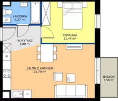 2 pokoje, mieszkanie 45,22 m², parter, oferta nr 20.28, Osiedle Ozon - Etap VII, Kraków, Prądnik Biały, Górka Narodowa, ul. Stefana Banacha/ul. Fryderyka Schillinga