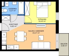 2 pokoje, mieszkanie 38,58 m², piętro 3, oferta nr 52.28, Osiedle Ozon - Etap VII, Kraków, Prądnik Biały, Górka Narodowa, ul. Stefana Banacha/ul. Fryderyka Schillinga