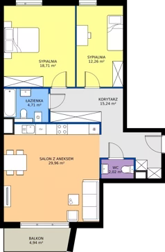 3 pokoje, mieszkanie 82,67 m², piętro 4, oferta nr 62.28, Osiedle Ozon - Etap VII, Kraków, Prądnik Biały, Górka Narodowa, ul. Stefana Banacha/ul. Fryderyka Schillinga