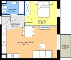 2 pokoje, mieszkanie 45,01 m², piętro 2, oferta nr 43.28, Osiedle Ozon - Etap VII, Kraków, Prądnik Biały, Górka Narodowa, ul. Stefana Banacha/ul. Fryderyka Schillinga