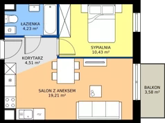 2 pokoje, mieszkanie 38,41 m², piętro 2, oferta nr 41.28, Osiedle Ozon - Etap VII, Kraków, Prądnik Biały, Górka Narodowa, ul. Stefana Banacha/ul. Fryderyka Schillinga