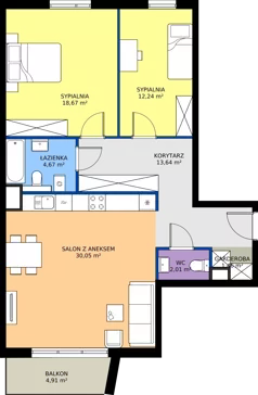 3 pokoje, mieszkanie 82,65 m², piętro 3, oferta nr 50.28, Osiedle Ozon - Etap VII, Kraków, Prądnik Biały, Górka Narodowa, ul. Stefana Banacha/ul. Fryderyka Schillinga