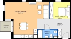 2 pokoje, mieszkanie 59,66 m², piętro 1, oferta nr 22.3, Osiedle Ozon - Etap VII, Kraków, Prądnik Biały, Górka Narodowa, ul. Stefana Banacha/ul. Fryderyka Schillinga