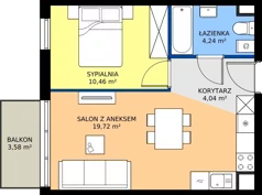 2 pokoje, mieszkanie 38,39 m², piętro 5, oferta nr 66.3, Osiedle Ozon - Etap VII, Kraków, Prądnik Biały, Górka Narodowa, ul. Stefana Banacha/ul. Fryderyka Schillinga
