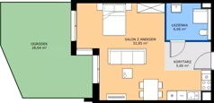 1 pokój, mieszkanie 44,00 m², parter, oferta nr 9.3, Osiedle Ozon - Etap VII, Kraków, Prądnik Biały, Górka Narodowa, ul. Stefana Banacha/ul. Fryderyka Schillinga
