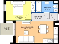 2 pokoje, mieszkanie 38,43 m², piętro 1, oferta nr 20.3, Osiedle Ozon - Etap VII, Kraków, Prądnik Biały, Górka Narodowa, ul. Stefana Banacha/ul. Fryderyka Schillinga