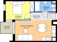 2 pokoje, mieszkanie 38,42 m², piętro 5, oferta nr 67.3, Osiedle Ozon - Etap VII, Kraków, Prądnik Biały, Górka Narodowa, ul. Stefana Banacha/ul. Fryderyka Schillinga