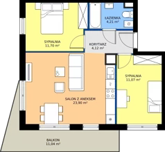 3 pokoje, mieszkanie 54,99 m², piętro 3, oferta nr 40.3, Osiedle Ozon - Etap VII, Kraków, Prądnik Biały, Górka Narodowa, ul. Stefana Banacha/ul. Fryderyka Schillinga