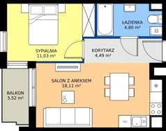 2 pokoje, mieszkanie 38,43 m², piętro 2, oferta nr 32.3, Osiedle Ozon - Etap VII, Kraków, Prądnik Biały, Górka Narodowa, ul. Stefana Banacha/ul. Fryderyka Schillinga