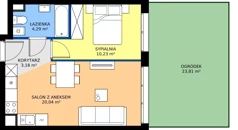 2 pokoje, mieszkanie 37,85 m², parter, oferta nr 2.3, Osiedle Ozon - Etap VII, Kraków, Prądnik Biały, Górka Narodowa, ul. Stefana Banacha/ul. Fryderyka Schillinga