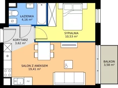 2 pokoje, mieszkanie 37,66 m², piętro 5, oferta nr 61.3, Osiedle Ozon - Etap VII, Kraków, Prądnik Biały, Górka Narodowa, ul. Stefana Banacha/ul. Fryderyka Schillinga