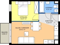 2 pokoje, mieszkanie 38,39 m², piętro 5, oferta nr 65.3, Osiedle Ozon - Etap VII, Kraków, Prądnik Biały, Górka Narodowa, ul. Stefana Banacha/ul. Fryderyka Schillinga