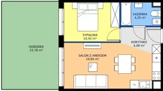 2 pokoje, mieszkanie 38,58 m², parter, oferta nr 6.3, Osiedle Ozon - Etap VII, Kraków, Prądnik Biały, Górka Narodowa, ul. Stefana Banacha/ul. Fryderyka Schillinga