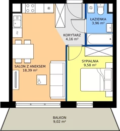 2 pokoje, mieszkanie 35,97 m², piętro 1, oferta nr 7.32, Osiedle Ozon - Etap VII, Kraków, Prądnik Biały, Górka Narodowa, ul. Stefana Banacha/ul. Fryderyka Schillinga