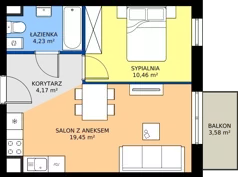 2 pokoje, mieszkanie 38,37 m², piętro 1, oferta nr 39.32, Osiedle Ozon - Etap VII, Kraków, Prądnik Biały, Górka Narodowa, ul. Stefana Banacha/ul. Fryderyka Schillinga
