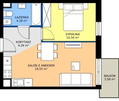 2 pokoje, mieszkanie 38,37 m², piętro 4, oferta nr 75.32, Osiedle Ozon - Etap VII, Kraków, Prądnik Biały, Górka Narodowa, ul. Stefana Banacha/ul. Fryderyka Schillinga