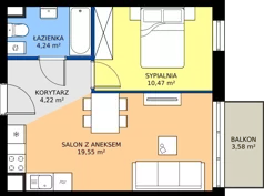 2 pokoje, mieszkanie 38,37 m², piętro 5, oferta nr 87.32, Osiedle Ozon - Etap VII, Kraków, Prądnik Biały, Górka Narodowa, ul. Stefana Banacha/ul. Fryderyka Schillinga