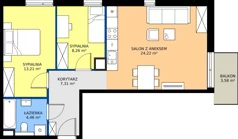 3 pokoje, mieszkanie 57,58 m², piętro 4, oferta nr 73.32, Osiedle Ozon - Etap VII, Kraków, Prądnik Biały, Górka Narodowa, ul. Stefana Banacha/ul. Fryderyka Schillinga