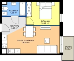 2 pokoje, mieszkanie 38,37 m², piętro 2, oferta nr 51.32, Osiedle Ozon - Etap VII, Kraków, Prądnik Biały, Górka Narodowa, ul. Stefana Banacha/ul. Fryderyka Schillinga