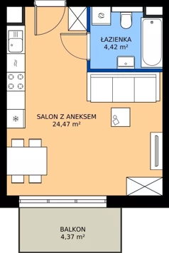 1 pokój, mieszkanie 28,96 m², piętro 3, oferta nr 14.32, Osiedle Ozon - Etap VII, Kraków, Prądnik Biały, Górka Narodowa, ul. Stefana Banacha/ul. Fryderyka Schillinga