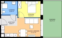 2 pokoje, mieszkanie 38,57 m², parter, oferta nr 27.32, Osiedle Ozon - Etap VII, Kraków, Prądnik Biały, Górka Narodowa, ul. Stefana Banacha/ul. Fryderyka Schillinga
