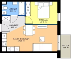 2 pokoje, mieszkanie 38,58 m², piętro 5, oferta nr 86.32, Osiedle Ozon - Etap VII, Kraków, Prądnik Biały, Górka Narodowa, ul. Stefana Banacha/ul. Fryderyka Schillinga