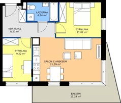 3 pokoje, mieszkanie 54,21 m², piętro 4, oferta nr 79.32, Osiedle Ozon - Etap VII, Kraków, Prądnik Biały, Górka Narodowa, ul. Stefana Banacha/ul. Fryderyka Schillinga