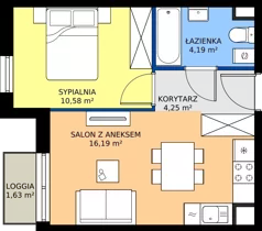 2 pokoje, mieszkanie 35,25 m², piętro 3, oferta nr 41.34, Osiedle Ozon - Etap VII, Kraków, Prądnik Biały, Górka Narodowa, ul. Stefana Banacha/ul. Fryderyka Schillinga
