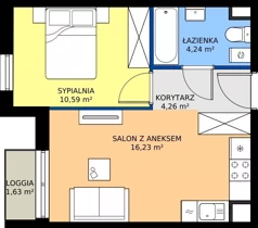 2 pokoje, mieszkanie 35,25 m², piętro 3, oferta nr 43.34, Osiedle Ozon - Etap VII, Kraków, Prądnik Biały, Górka Narodowa, ul. Stefana Banacha/ul. Fryderyka Schillinga