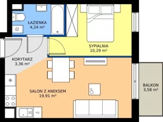 2 pokoje, mieszkanie 37,69 m², piętro 3, oferta nr 37.34, Osiedle Ozon - Etap VII, Kraków, Prądnik Biały, Górka Narodowa, ul. Stefana Banacha/ul. Fryderyka Schillinga