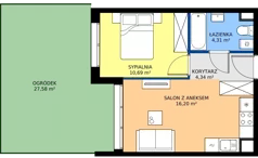 2 pokoje, mieszkanie 35,44 m², parter, oferta nr 8.34, Osiedle Ozon - Etap VII, Kraków, Prądnik Biały, Górka Narodowa, ul. Stefana Banacha/ul. Fryderyka Schillinga