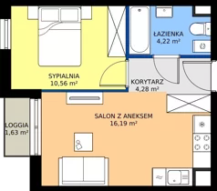 2 pokoje, mieszkanie 35,25 m², piętro 2, oferta nr 31.34, Osiedle Ozon - Etap VII, Kraków, Prądnik Biały, Górka Narodowa, ul. Stefana Banacha/ul. Fryderyka Schillinga