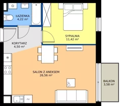 2 pokoje, mieszkanie 46,81 m², piętro 5, oferta nr 60.34, Osiedle Ozon - Etap VII, Kraków, Prądnik Biały, Górka Narodowa, ul. Stefana Banacha/ul. Fryderyka Schillinga