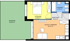 2 pokoje, mieszkanie 35,44 m², parter, oferta nr 6.34, Osiedle Ozon - Etap VII, Kraków, Prądnik Biały, Górka Narodowa, ul. Stefana Banacha/ul. Fryderyka Schillinga