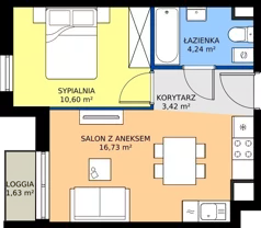 2 pokoje, mieszkanie 35,05 m², piętro 3, oferta nr 44.34, Osiedle Ozon - Etap VII, Kraków, Prądnik Biały, Górka Narodowa, ul. Stefana Banacha/ul. Fryderyka Schillinga