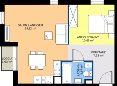 2 pokoje, mieszkanie 46,43 m², piętro 2, oferta nr 34.34, Osiedle Ozon - Etap VII, Kraków, Prądnik Biały, Górka Narodowa, ul. Stefana Banacha/ul. Fryderyka Schillinga