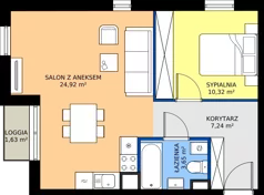 2 pokoje, mieszkanie 46,15 m², piętro 4, oferta nr 58.34, Osiedle Ozon - Etap VII, Kraków, Prądnik Biały, Górka Narodowa, ul. Stefana Banacha/ul. Fryderyka Schillinga