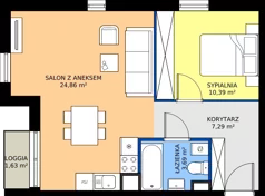 2 pokoje, mieszkanie 46,15 m², piętro 5, oferta nr 69.34, Osiedle Ozon - Etap VII, Kraków, Prądnik Biały, Górka Narodowa, ul. Stefana Banacha/ul. Fryderyka Schillinga